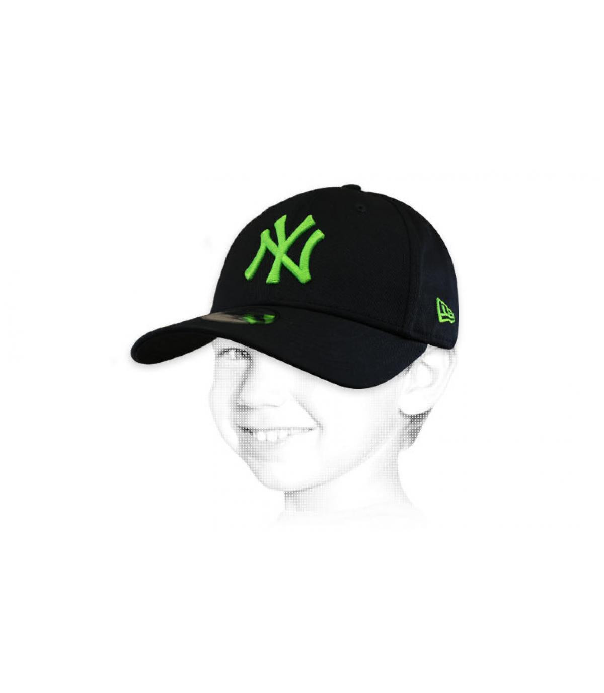 gorra infantil NY negro verde Kids NY black neon green